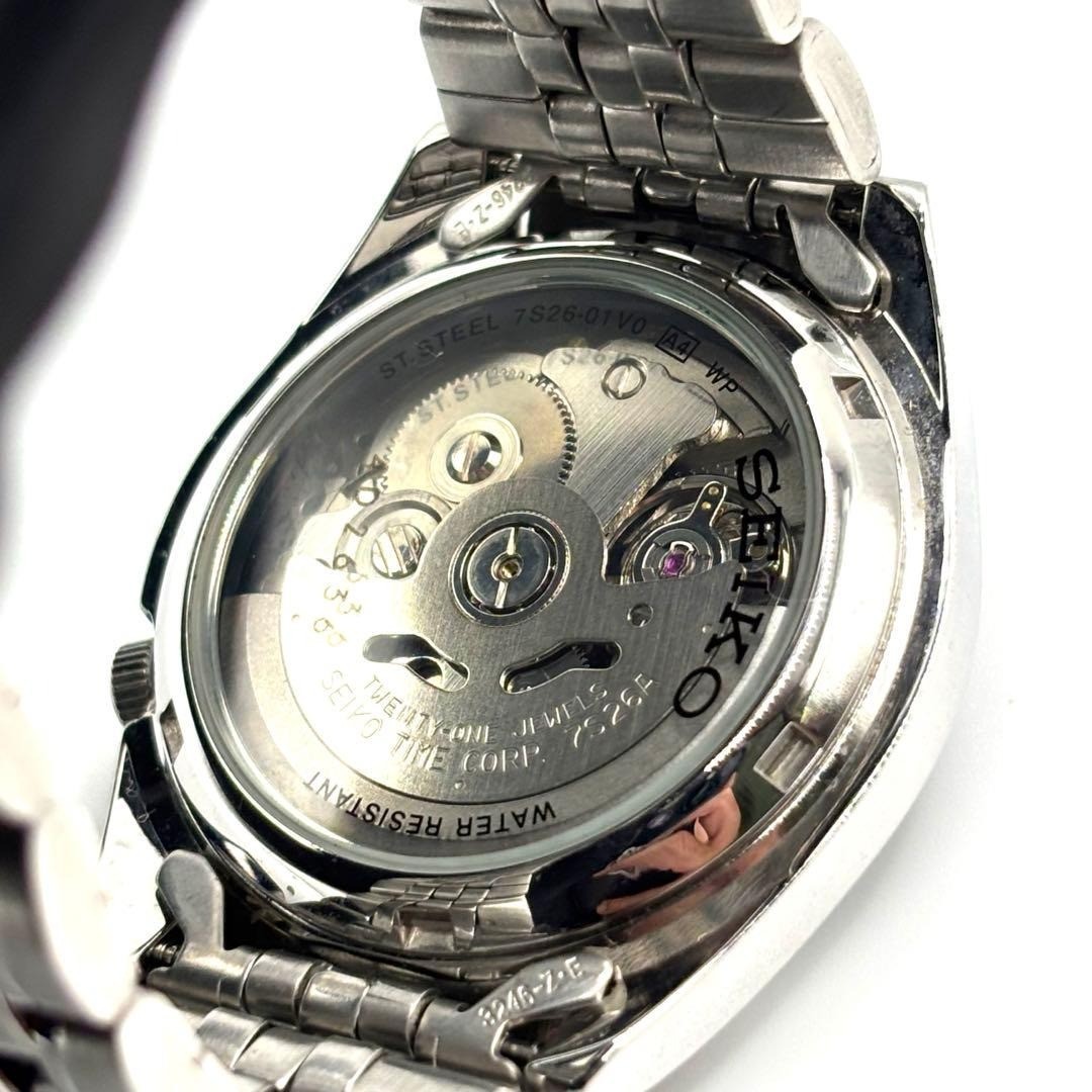 SEIKO 7S26 Automatic Watch Black Dial Day Date Stainless Steel Mens Edition