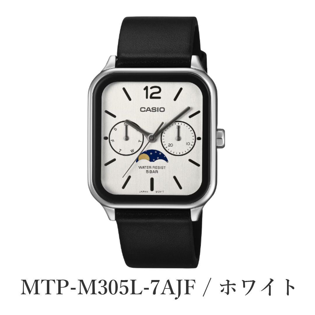 CASIO COLLECTION Casio Collection MTP M305L Square Quartz Date Day Leather Belt
