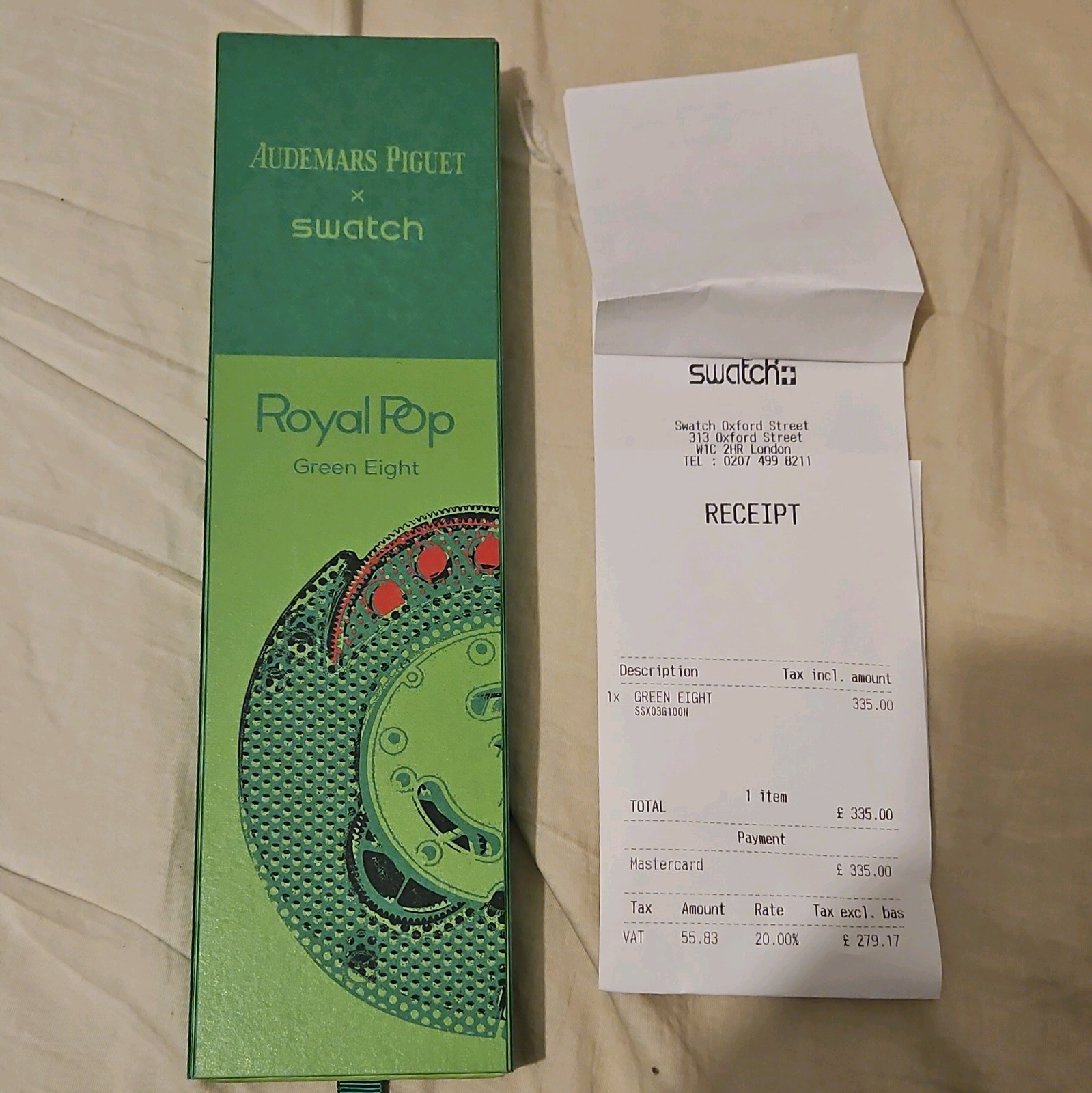 Authentic ✅ AP x Swatch – Royal Pop – Green Eight – NEW WITH BOX AND RECI PAPERS