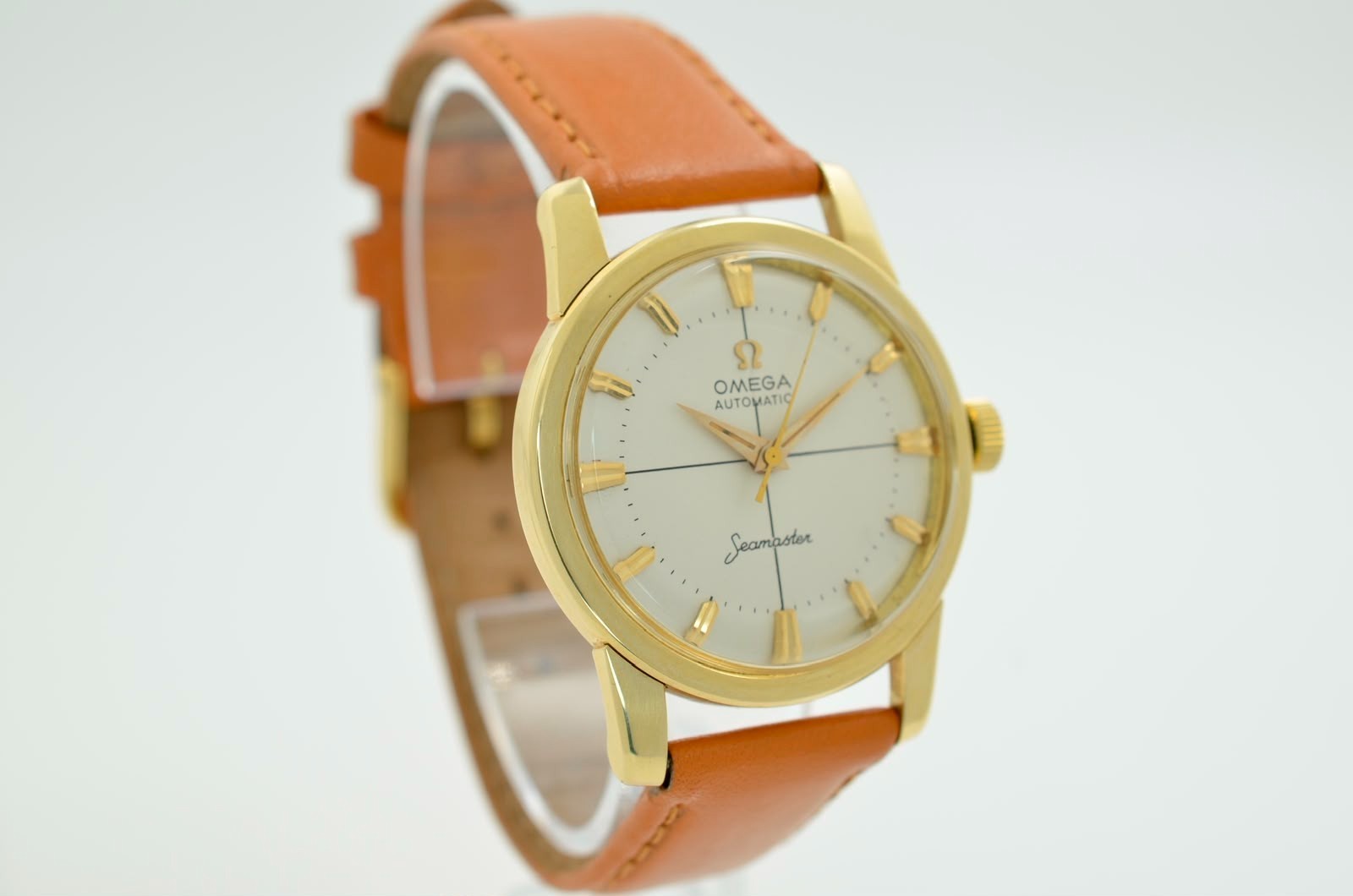 Omega Seamaster Automatic 34mm 2846 vintage white dial 14k yellow gold 1959