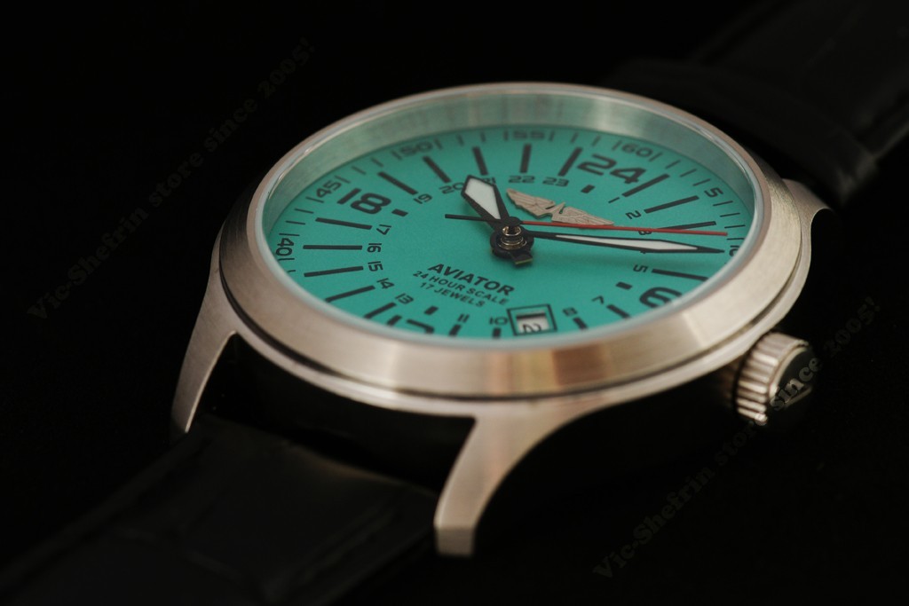 Automatic 24H mode mechanical wristwatch Raketa AVIATOR Russian MILITARY style