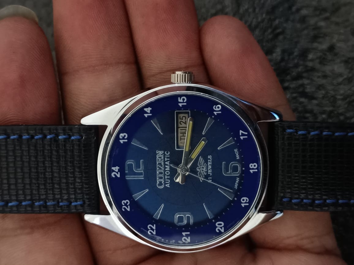 Vintag Automatic Citizen Japan Made Blue Dial Day/ Date Men’s Wrist Watch