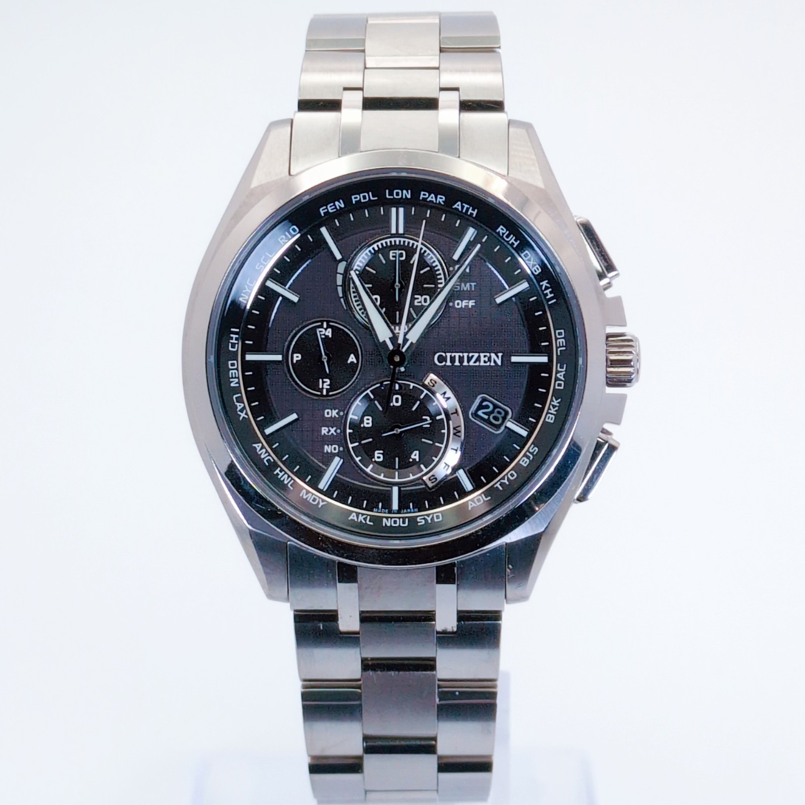 CITIZEN ATTESA AT8040-57E Eco-Drive Atomic Titanium Box Papers 19cm