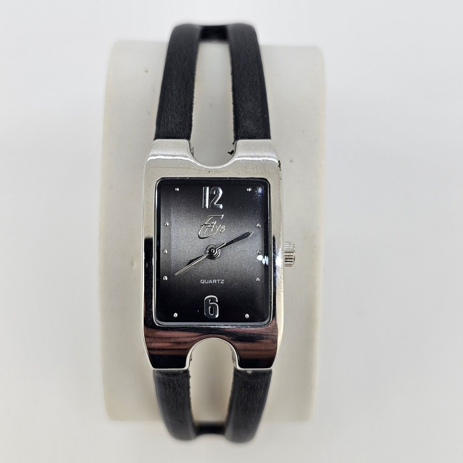 20MM Women’s Watch Black Dial Black Leather Band Straps New Battery