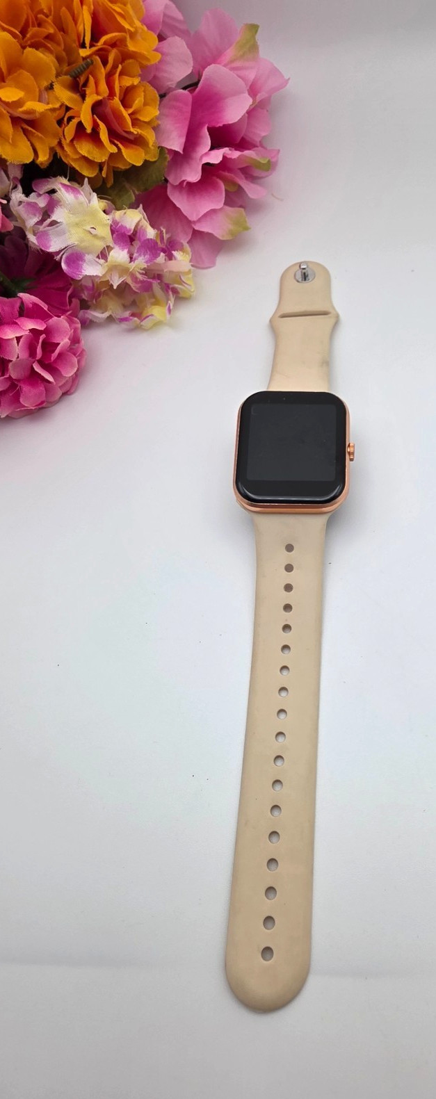 Accutime Sharp Smart Watch Rose Gold Beige Band SHR9090 Untested