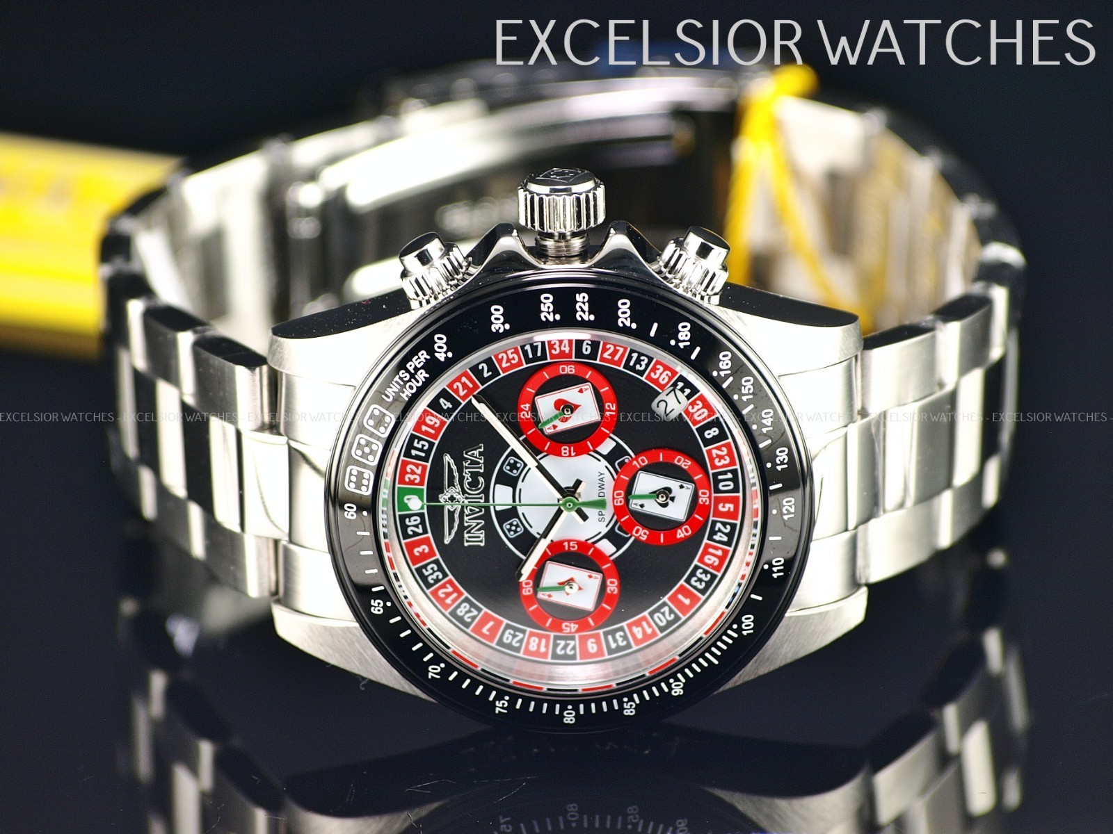 New Invicta Speedway Roulette Casino Chronograph Quartz Black Dial Men’s Watch