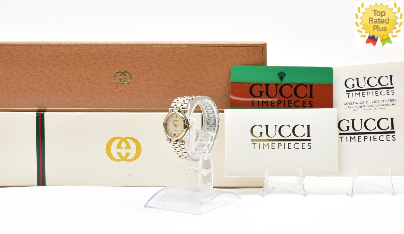 *N MINT w/Box* Vintage Gucci 9000L 25mm Cream Dial Women’s Quartz Watch JAPAN