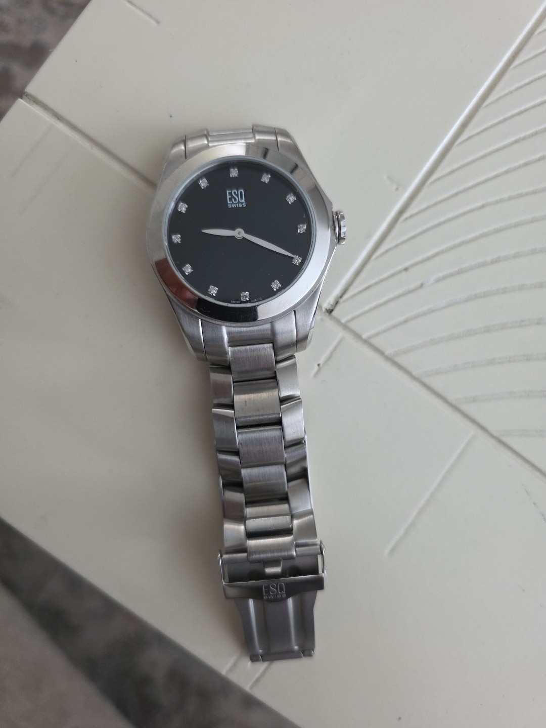 ESQ by Movado Men’s Swiss Quartz Steel Watch Black Dial Date Model E5460