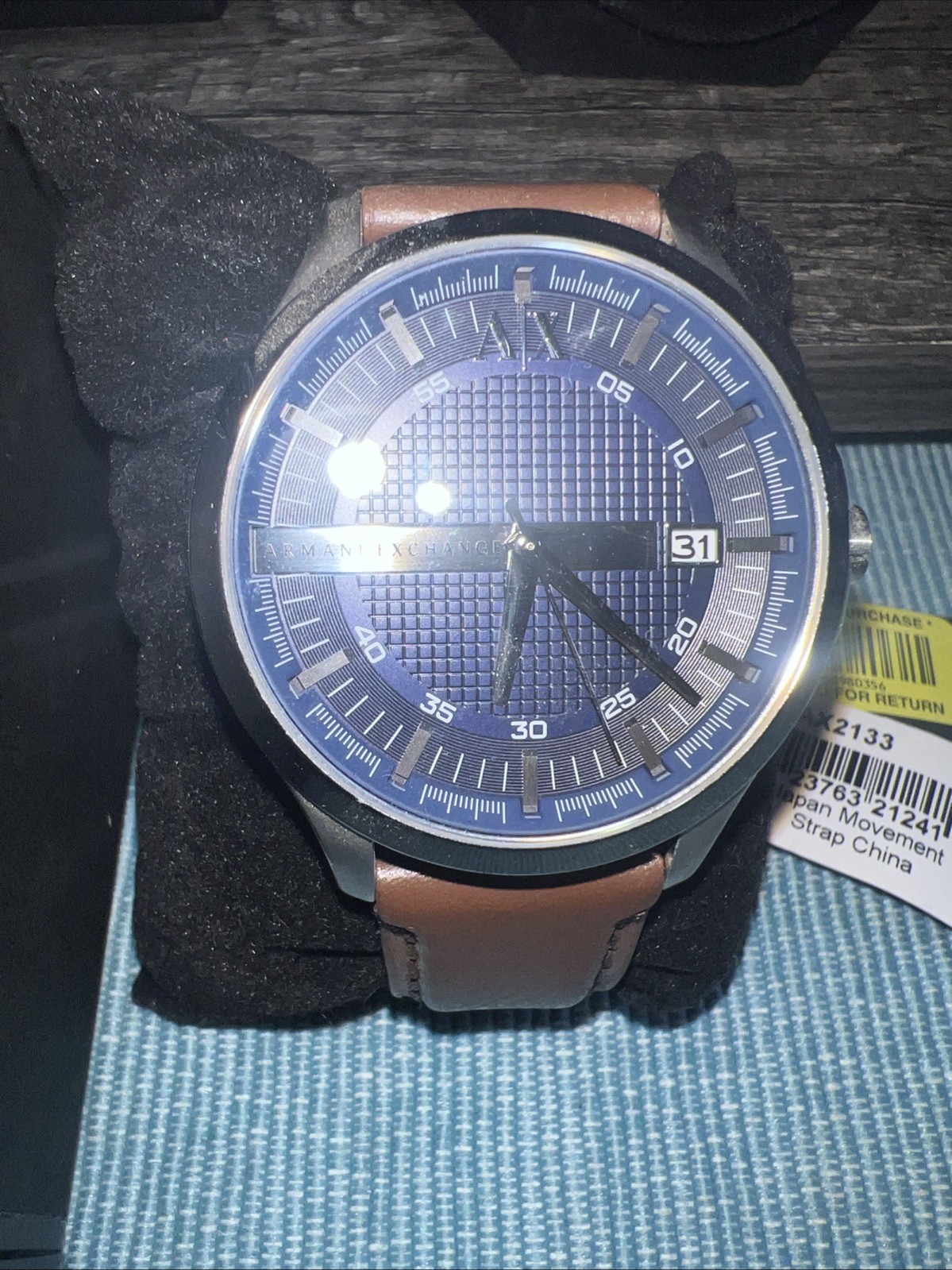Armani Exchange Navy Dial Brown Leather Men’s Watch AX2133 With Box And Tags
