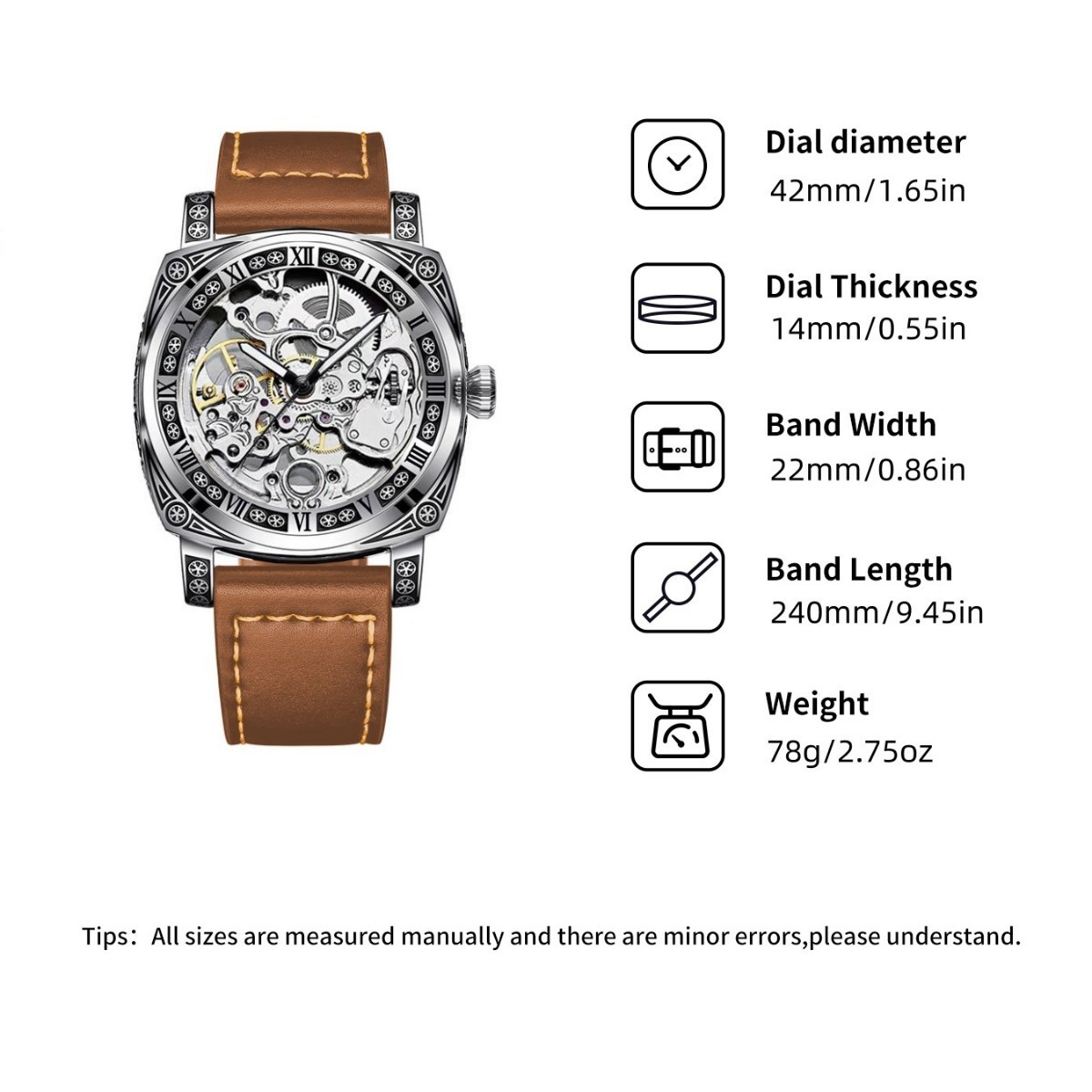 Fully automatic mechanical men’s watch waterproof genuine leather