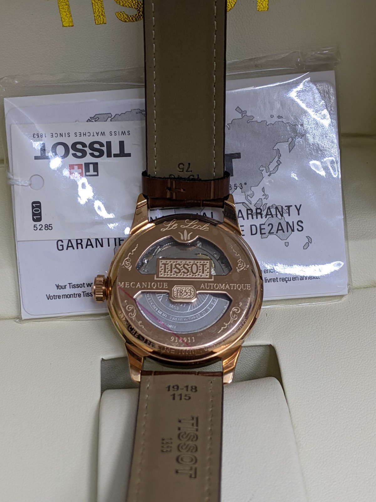 Tissot Le Locle Powermatic 80 Automatic Mens Watch Rose Gold Brown Leather