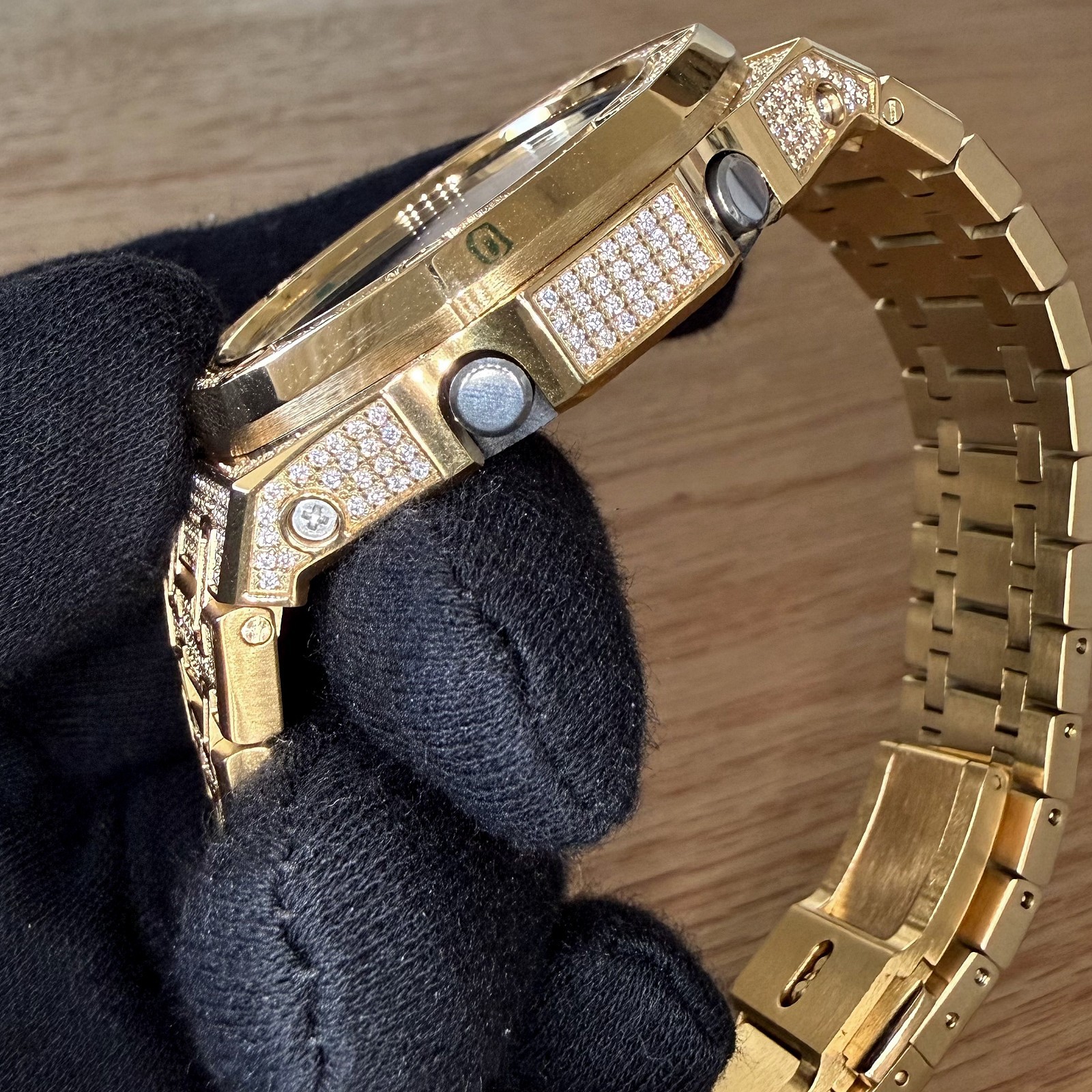 Customized Authentic Casio G Shock GA2100 “Casioak” Gold Iced Out Watch
