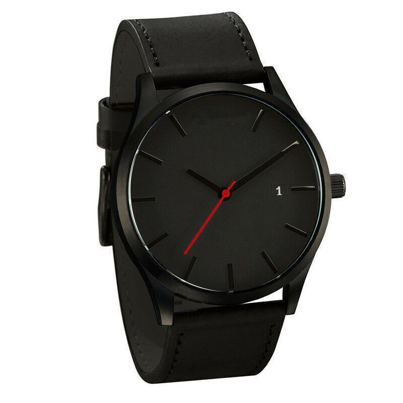 Mens Boys Leather Waterproof Watch Date Quartz Men Business Wrist Watches Gift