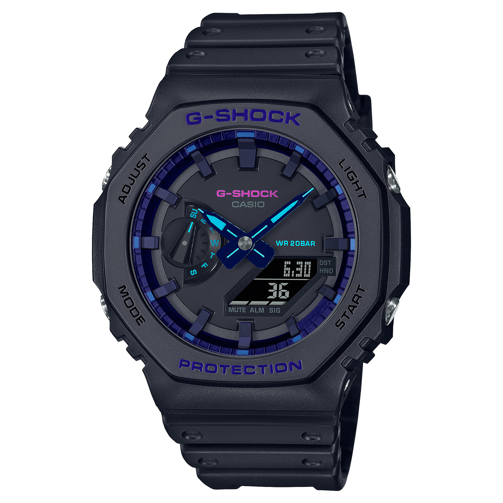 G-Shock GA-2100 Black & Purple Men’s Watch | 45mm Quartz Resin Strap