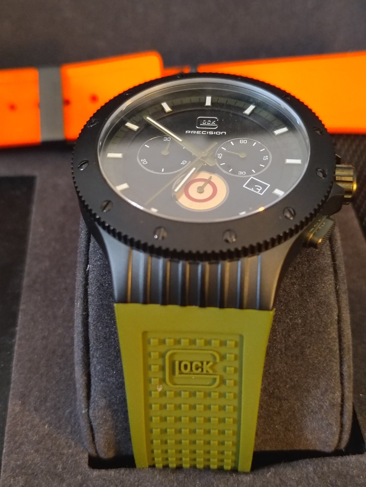GLOCK Precision Limited Edition Quartz Chronograph Date Black Dial Strap Set