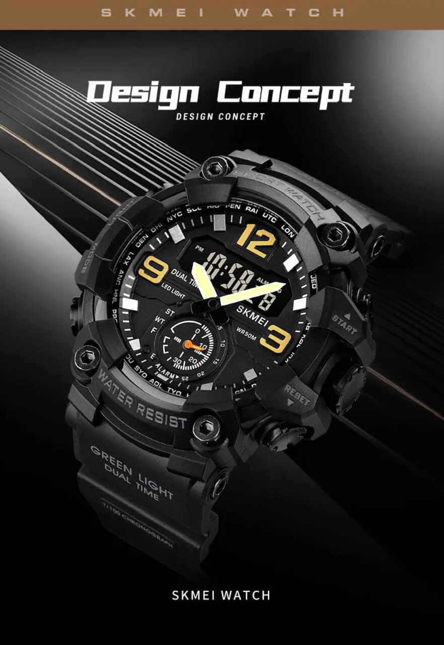 Men Large OVERSIZED Waterproof Digital Sports Military Tactical WRIST WATCH 54mm