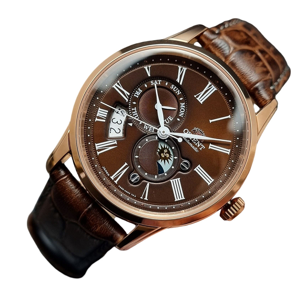 Orient Sun & Moon Brown Dial Automatic Sapphire Crystal RN-AK0002Y Men’s Watch