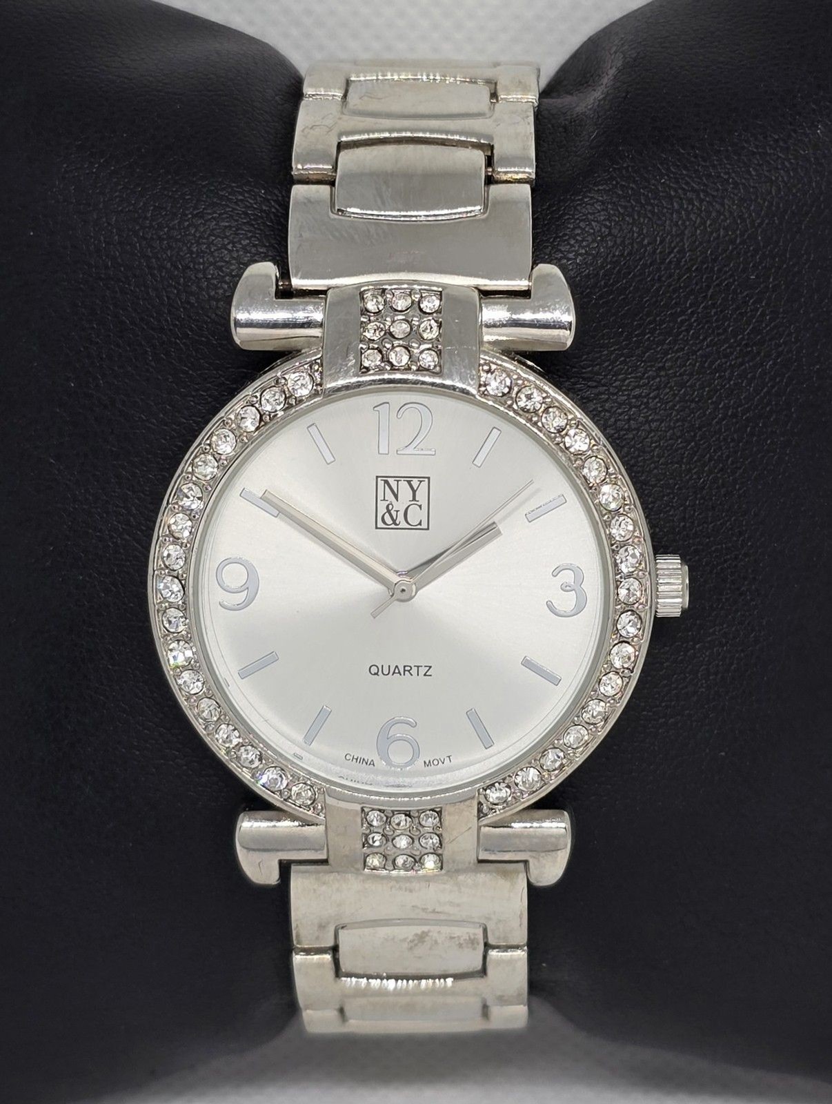 Women’s NY&C Elegant Round Silver Tone Dial Case Link Bracelet Band Watch 10