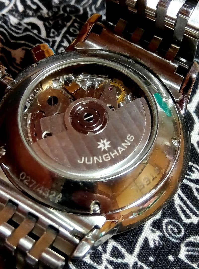 Junghans Chronograph Day-Date Ref.027 4324 45 Dark Gray Dial Full Original Japan