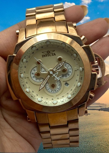 Refurbished Beautiful Invicta Chronograph/Date Rose-Gold Tone Quartz Men’s Watch