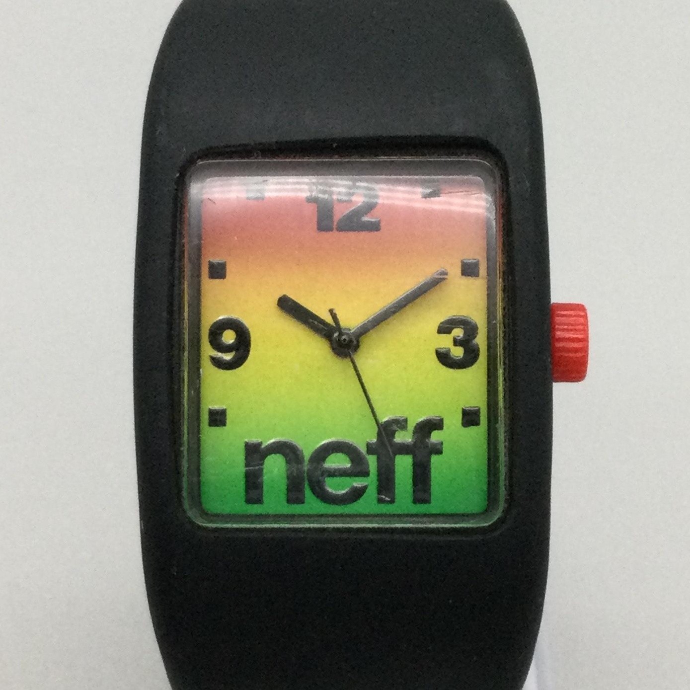 Neff Bandit Women Watch 28mm Multicolor Dial Black Silicone Cuff New Battery