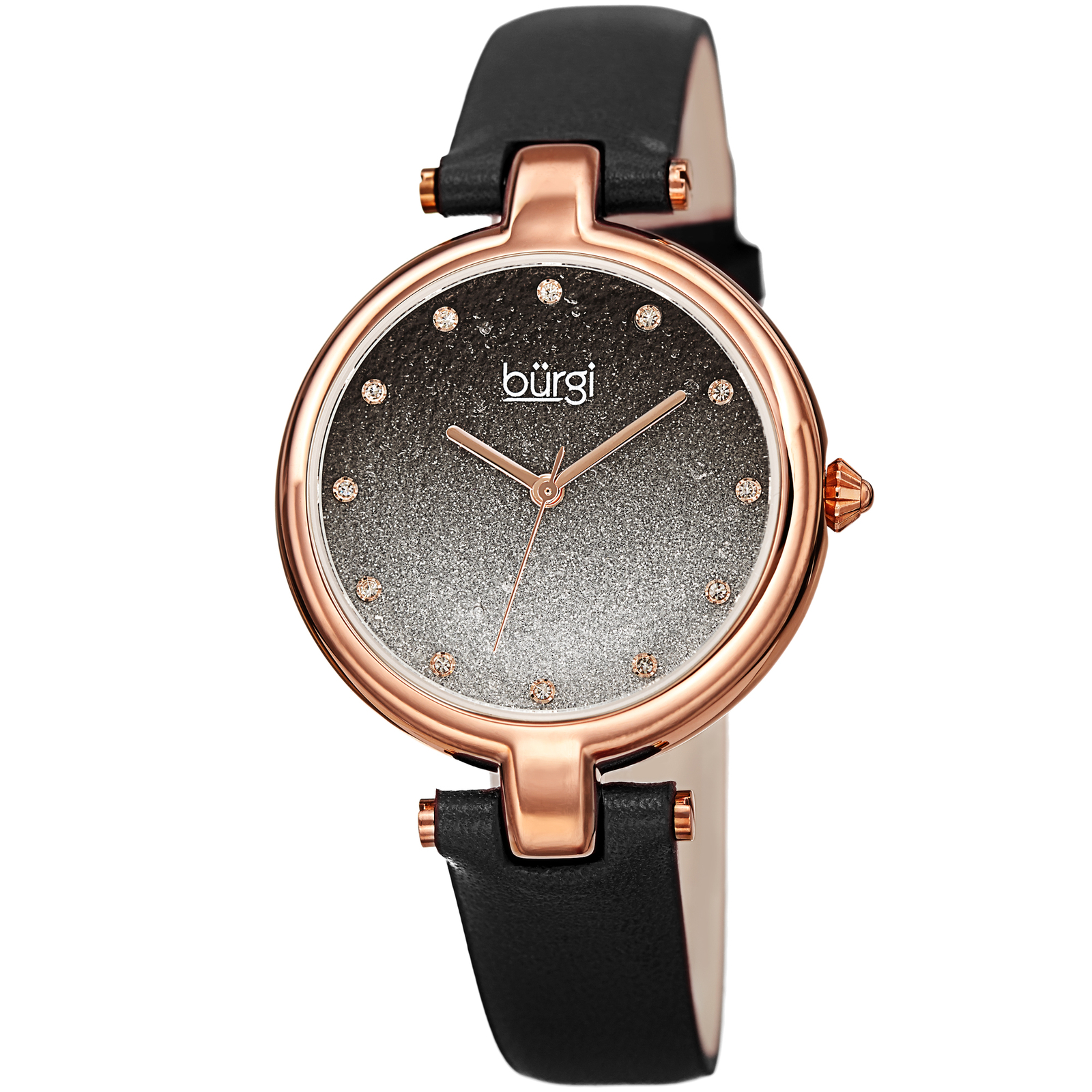 Women’s Burgi BUR225 Quartz Ombre Glitter Dial Crystals Satin Strap Watch
