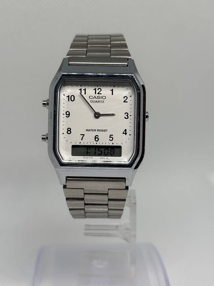 Excellent condition/working CASIO AQ-230 Analog-Digital Watch, Silver