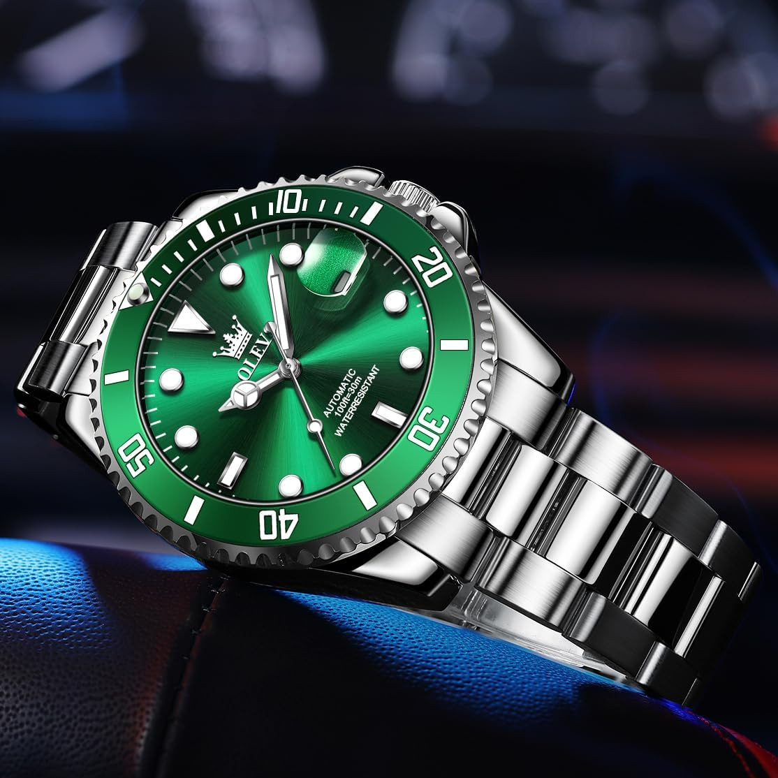 Stylish Men’s Waterproof Automatic Watch with Luminous Hands and Large Face