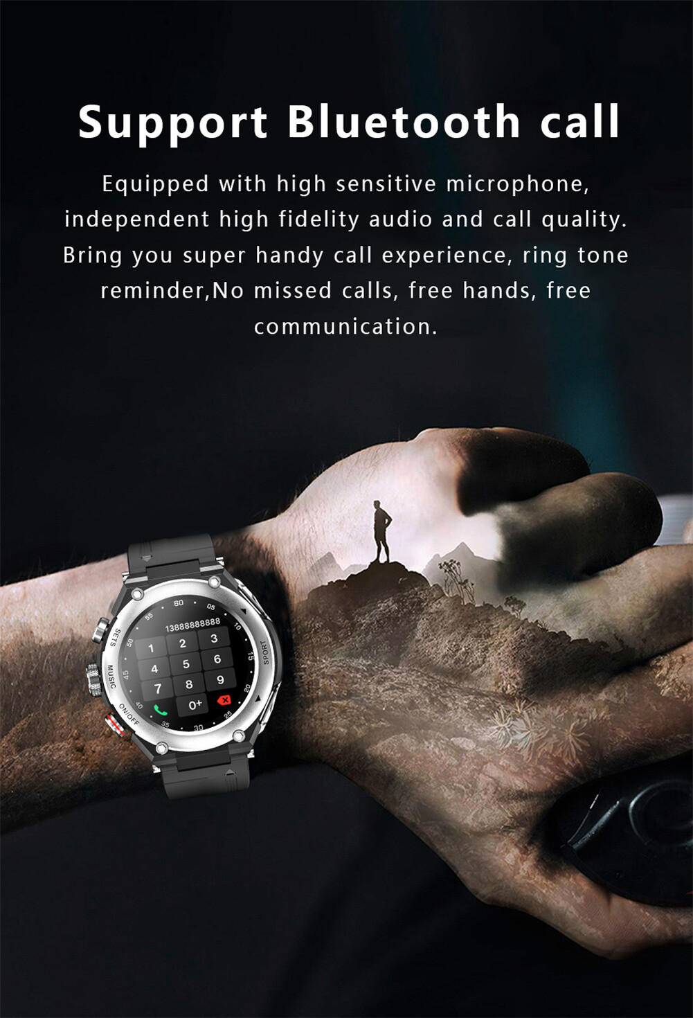 2 IN 1 Smart Watch with Bluetooth Earphone Call Music Waterproof Smartwatch