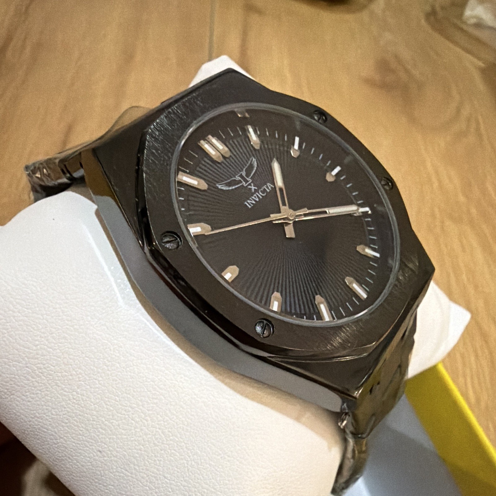 Invicta I-Force Quartz Analog Black Sunburst Dial Fixed Bezel Metal Bracelet