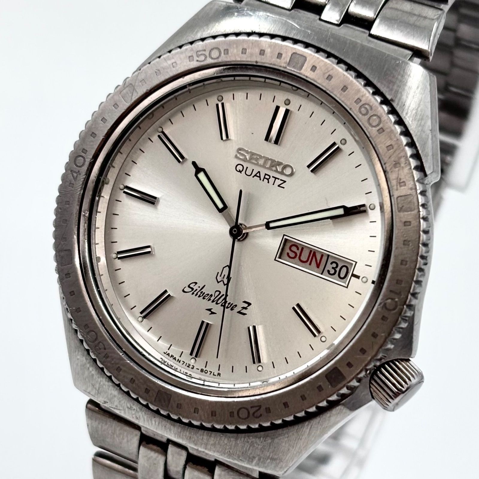 SEIKO Silver Wave Z Diver Style Quartz Watch Silver Dial 1970’s Used Japan