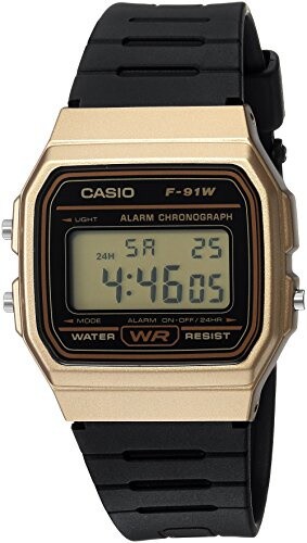 Casio Men’s Quartz Plastic Resin Black Color Gold Dial Casual Watch F-91WM-9ACF