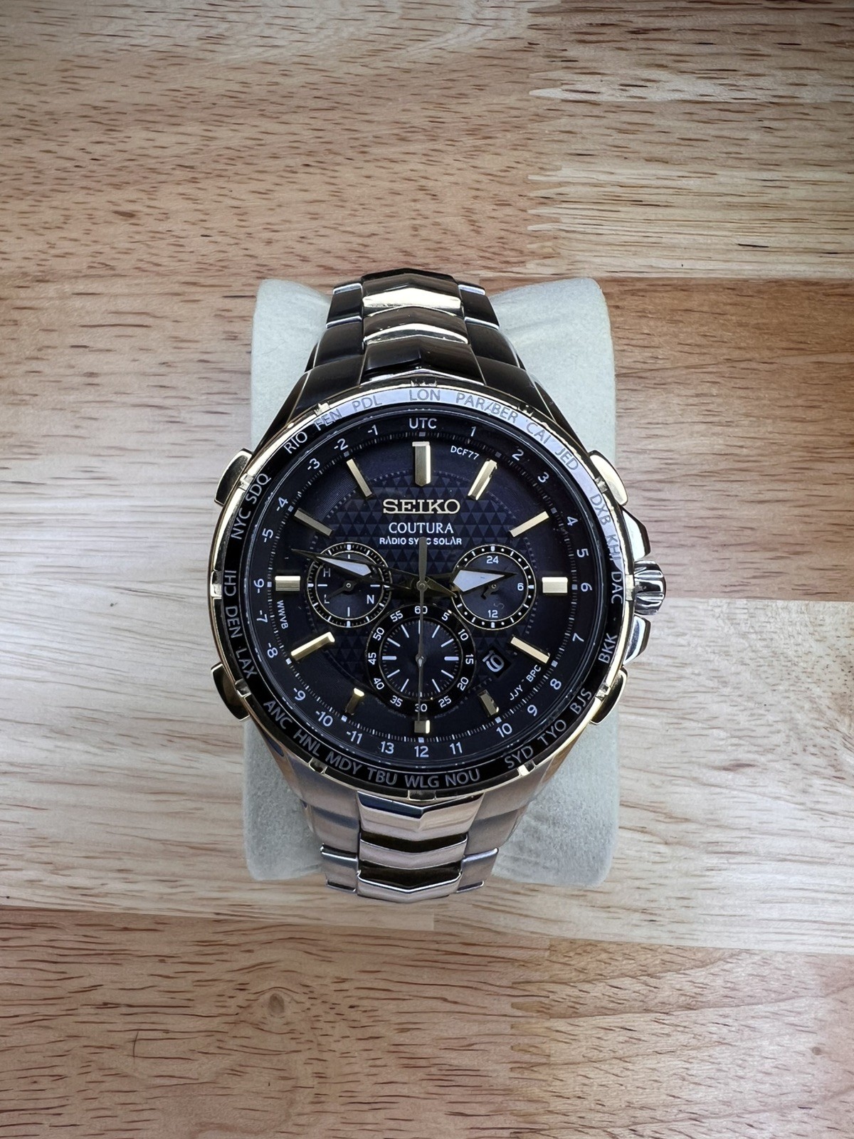 Seiko Coutura Radio Sync Solar Two-Tone Chronograph Men’s Watch (One Extra Link)