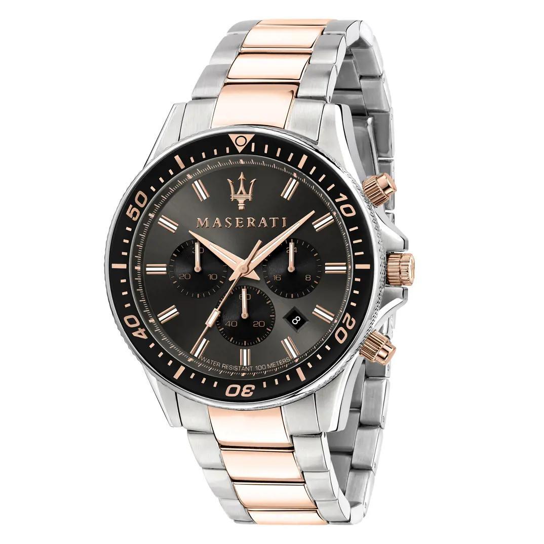 Maserati Sfida 44mm Two-Tone Steel Black Dial Quartz Mens Watch R8873640002