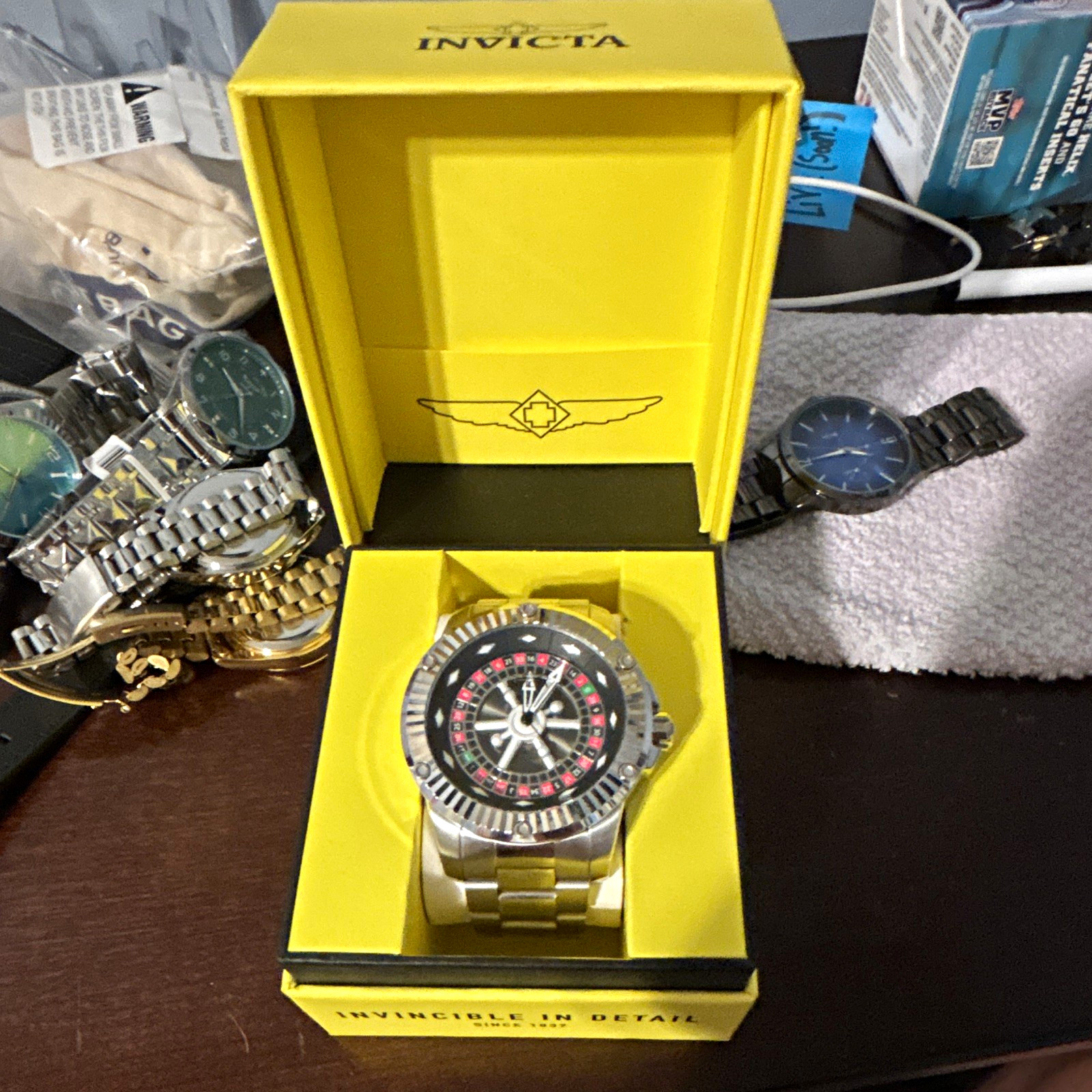 Invicta Roulette Men’s Quartz 52mm 200m Date Stainless Steel Watch w/ Box