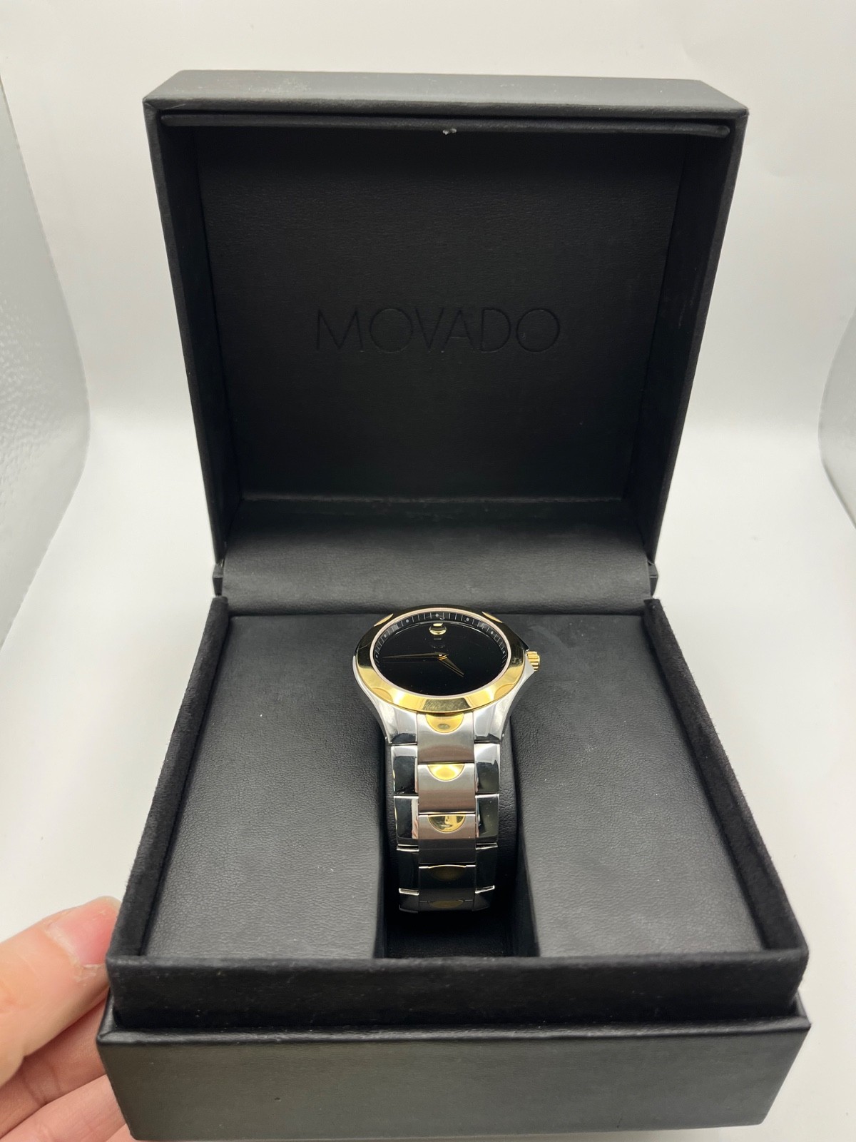 Movado Men’s Watch 53.1.19.1289 Luno Black Dial Swiss Quartz Two Tone Steel 38mm