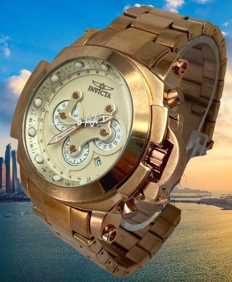 Refurbished Beautiful Invicta Chronograph/Date Rose-Gold Tone Quartz Men’s Watch