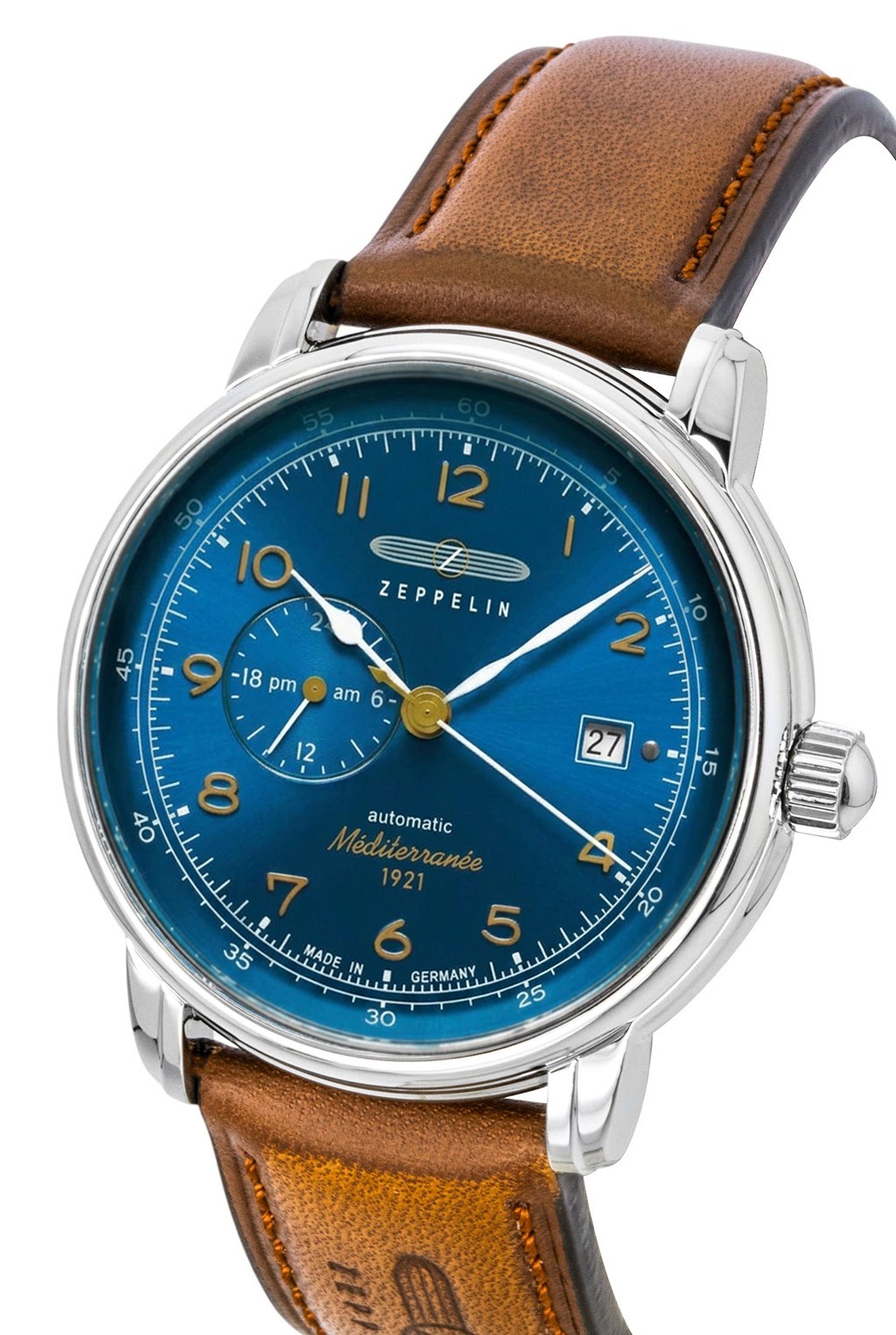 Zeppelin Mediterranee Leather Strap Blue Dial Automatic 96683 Men’s Watch