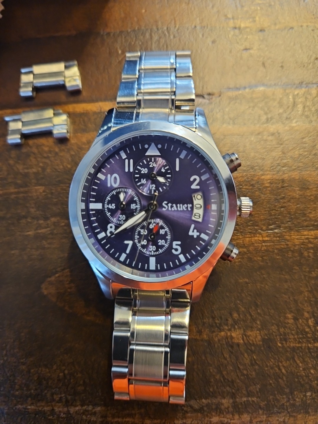 Stauer Men’s Chronograph Watch Jet-Setter Silver Stainless Steel