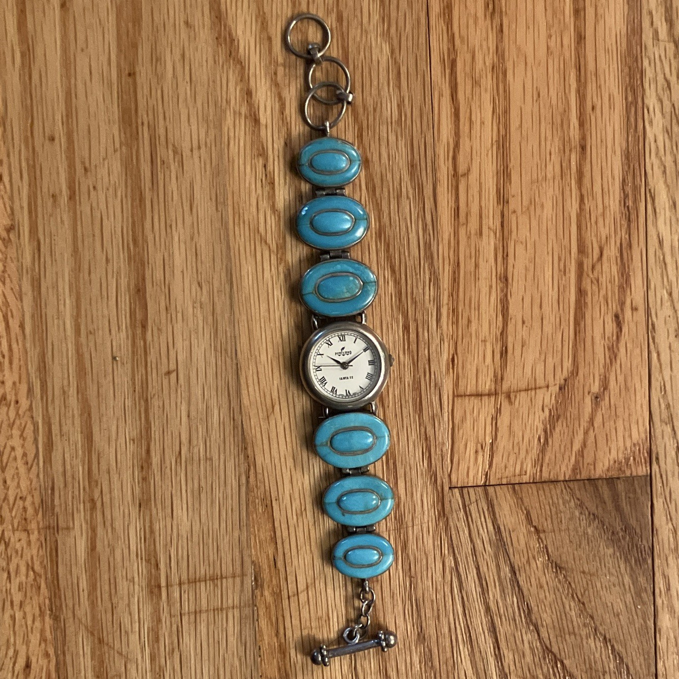 PeyoteBird Santa Fe Women’s Roman Numerals Turquoise Link Bracelet Watch