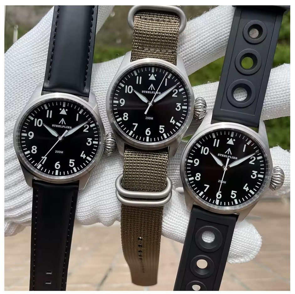 Steelflier SF743 Quartz Pilot Dive Watch Swiss VH31 Luminous 200M Sapphire