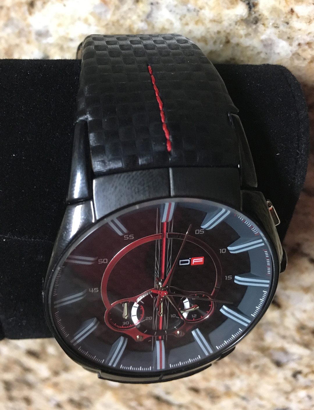 DFactory Men’s DFA017WBB Black Label Chrono Black Dial Leather Watch D.FACTORY