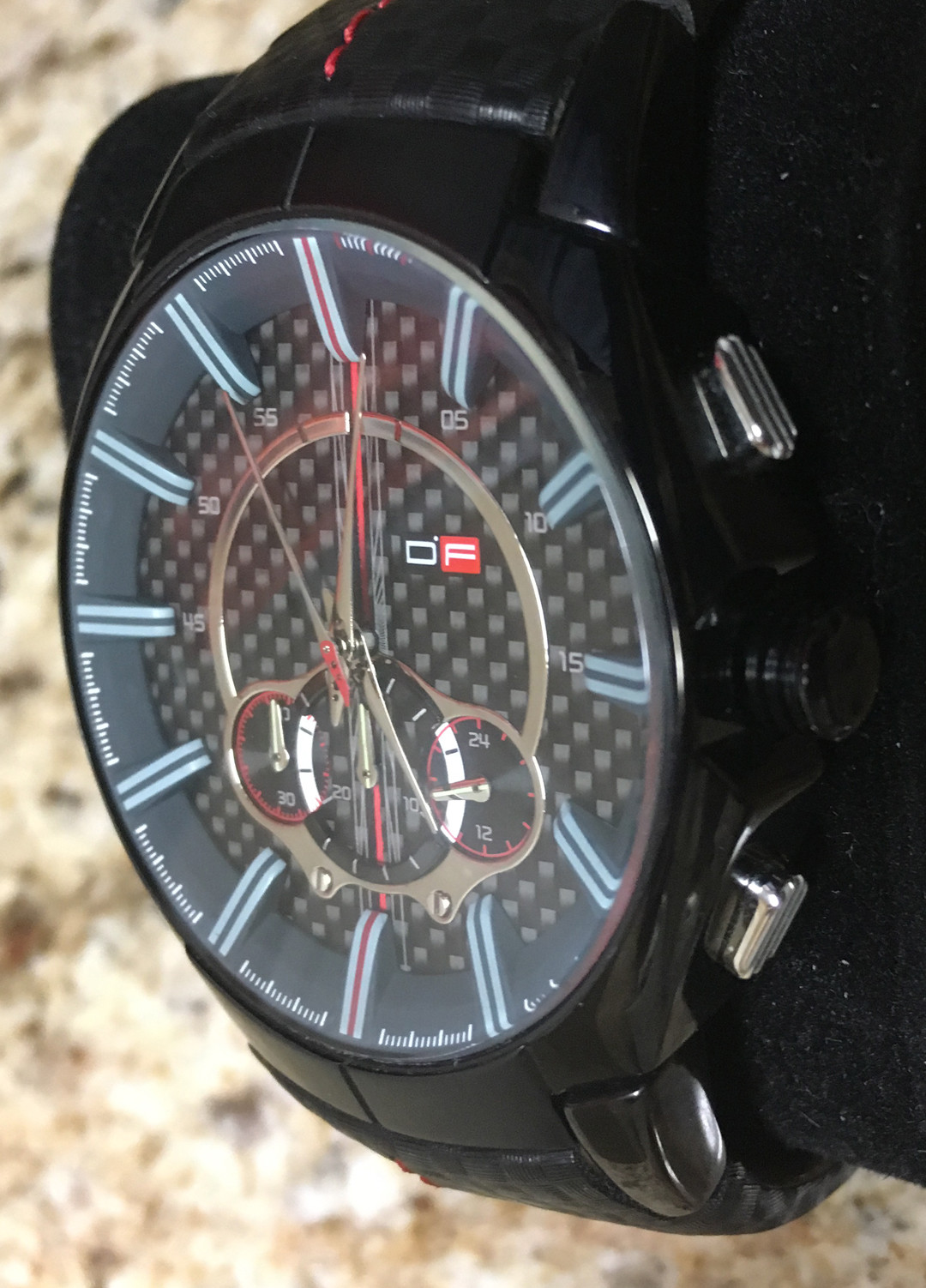 DFactory Men’s DFA017WBB Black Label Chrono Black Dial Leather Watch D.FACTORY