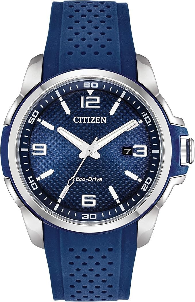 Citizen AW1158-05L 45mm Silver Stainless Steel Case with Blue Polyurethane Strap