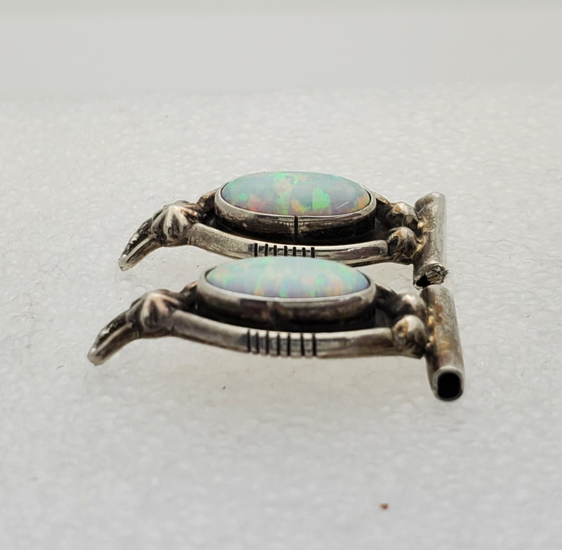 Running Bear RB Sterling Silver .925 & Opal Watch End Links 5.3g