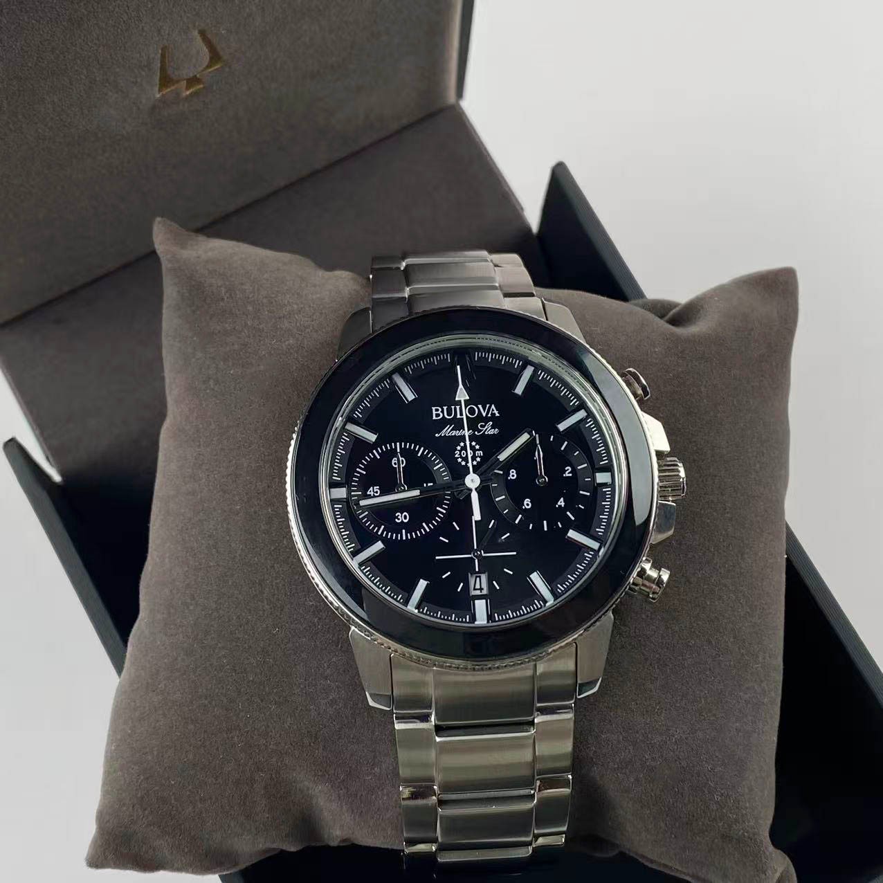 Bulova Marine Star Series C 96B272 Black Dial Stainless Steel Men’s Quartz Watch
