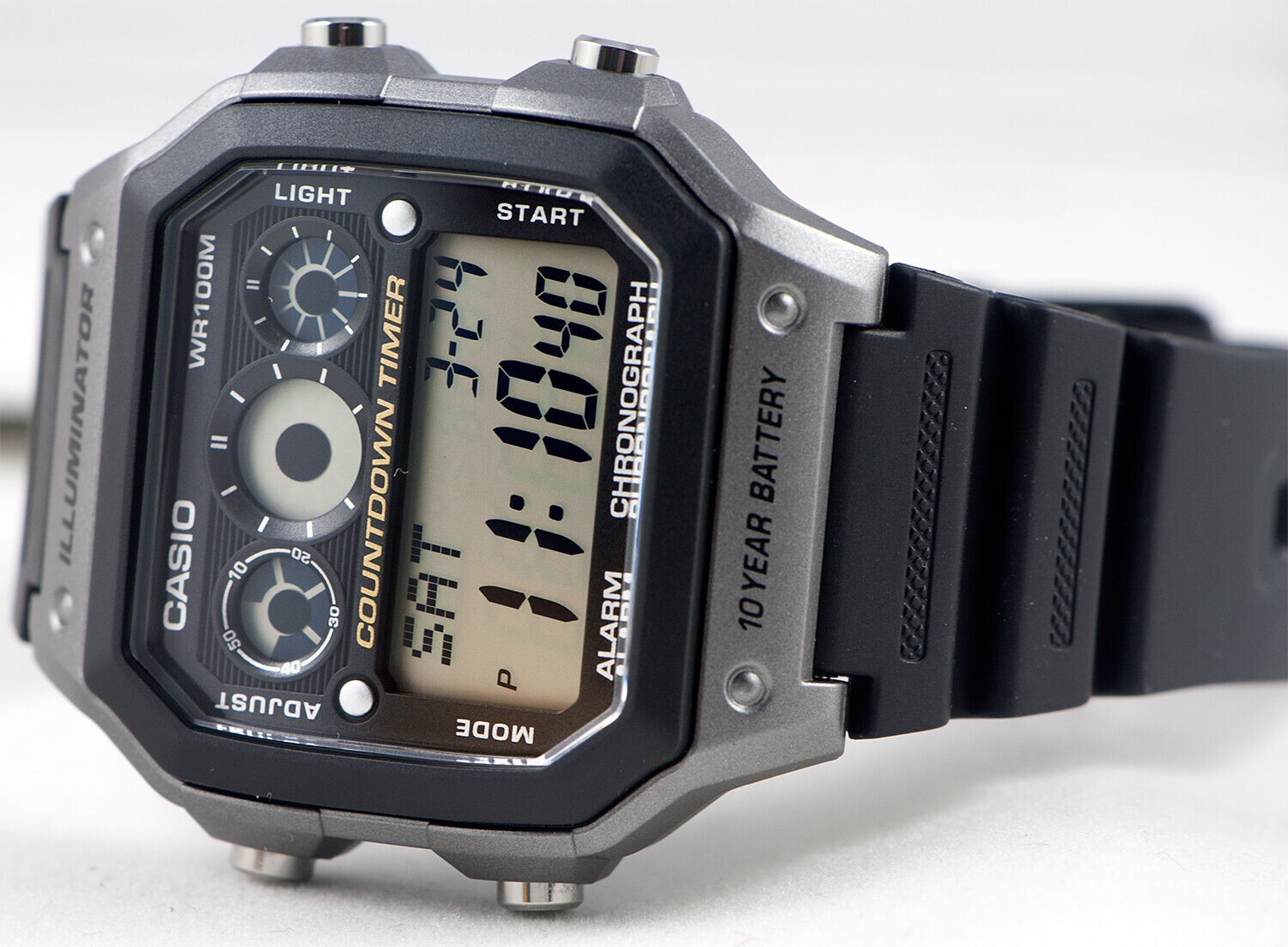 Casio AE1300WH-8AV, Illuminator Watch, Chronograph, Alarm, 10 Year Battery