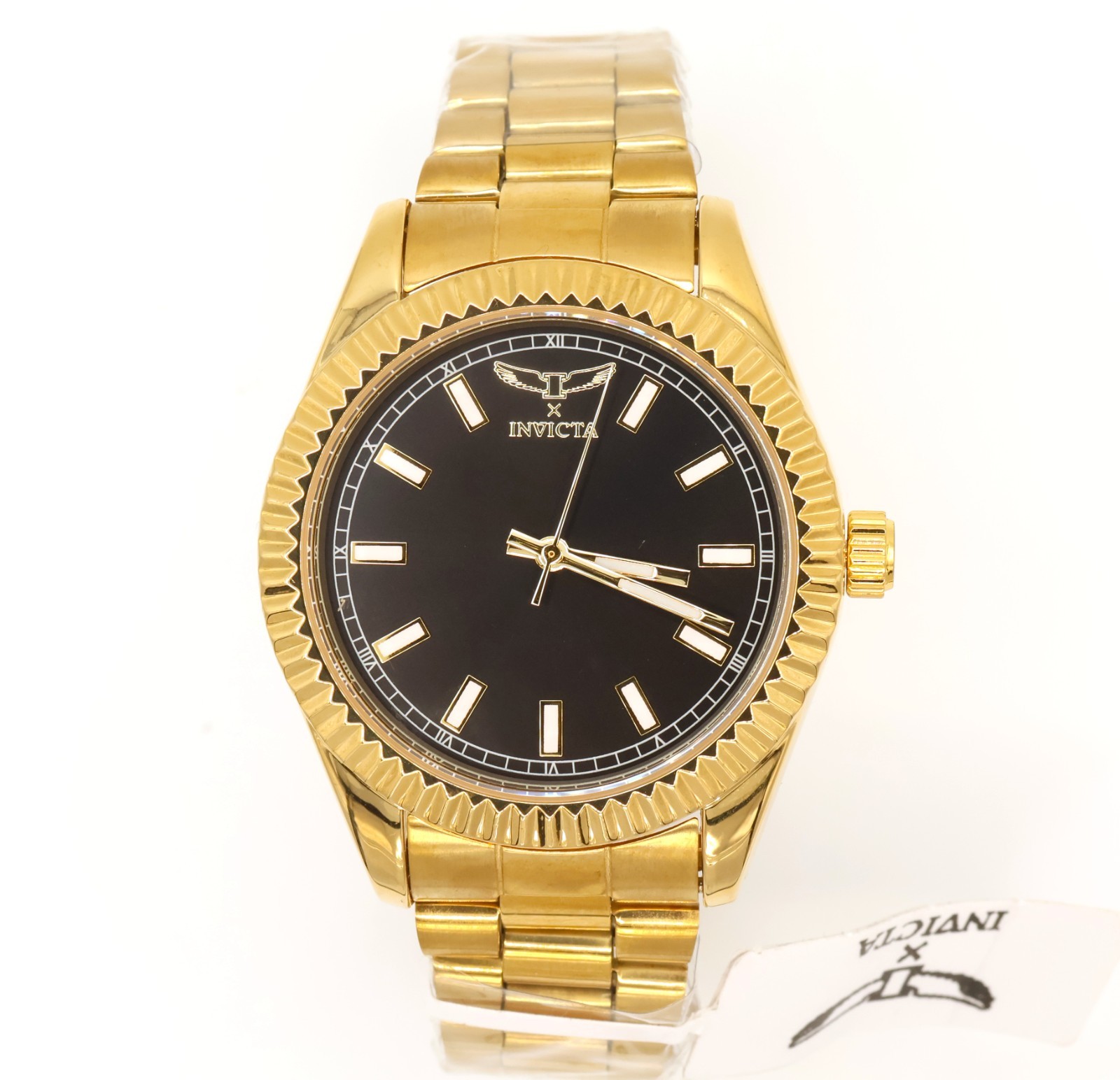 Invicta 69006 Golden Noir Gold Case Black Dial Flame Fusion Crystal Watch
