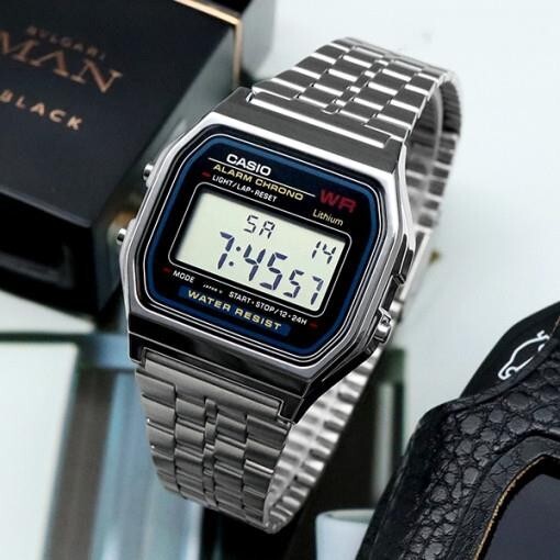 Casio A159WA-N1 Men’s Classic Digital Stainless Steel Metal Band Watch