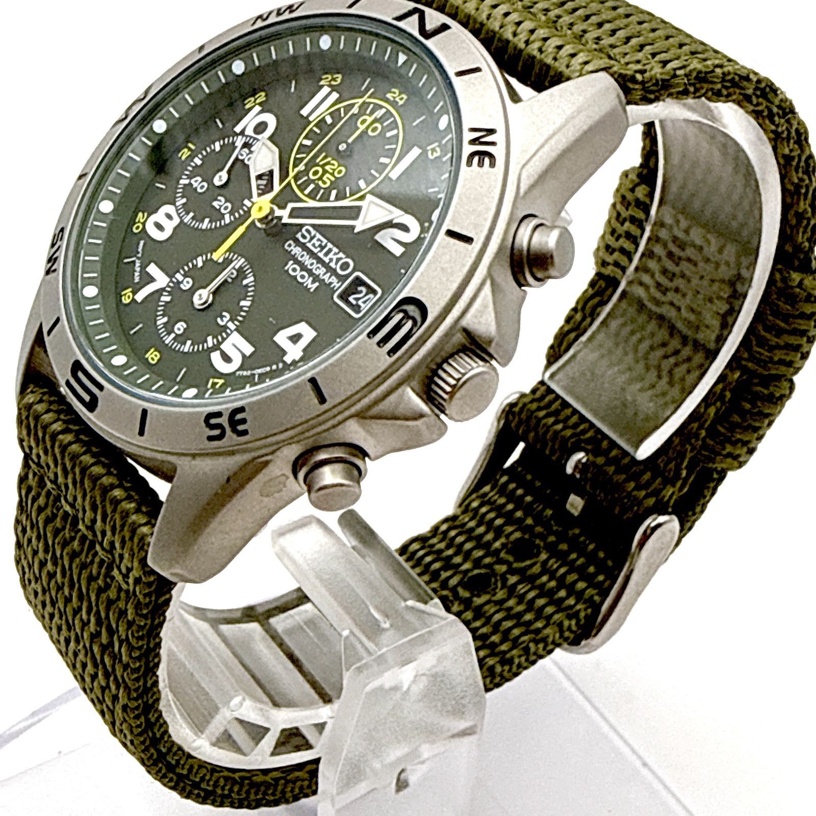 B183 Working Excellent Condition SEIKO Military Chronograph SND377R Khaki Men’s